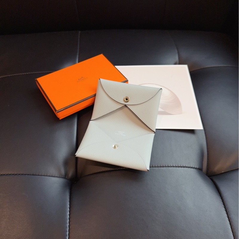 【未使用🆕】Hermes Calvi Duo 冰川藍 零錢包 卡包 錢包-3