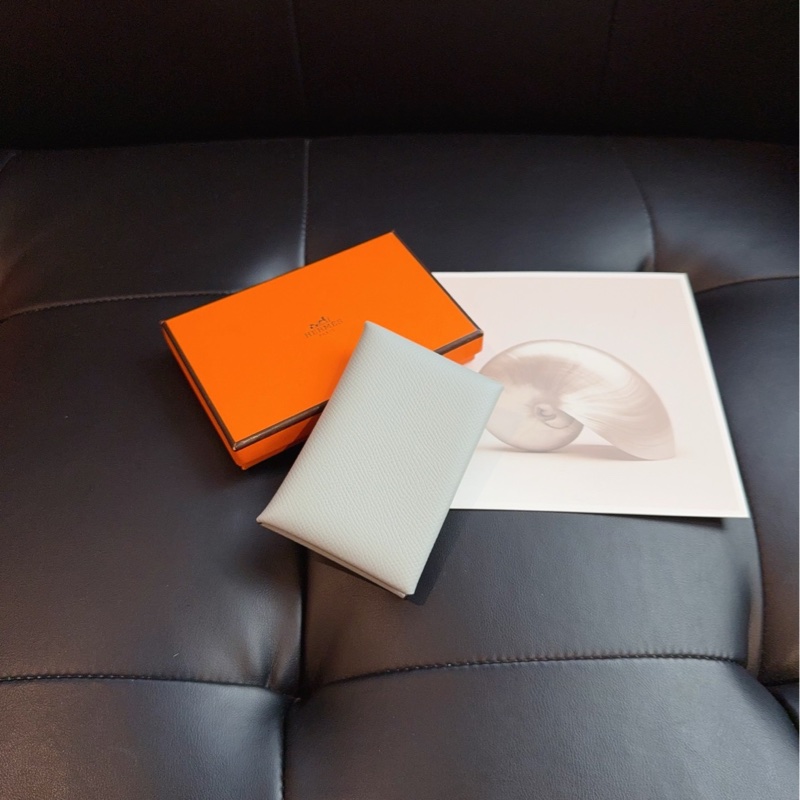 【未使用🆕】Hermes Calvi Duo 冰川藍 零錢包 卡包 錢包-4