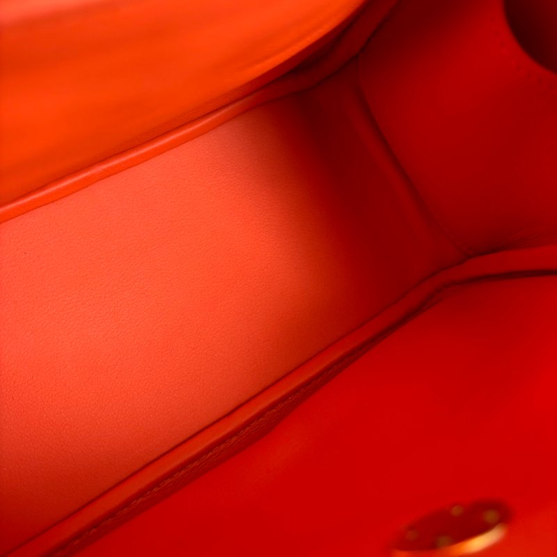 🍊天菜 超可愛 ::HERMES:: 愛馬仕 B刻愛馬仕橘金釦MINI LINDY手提肩背包-19