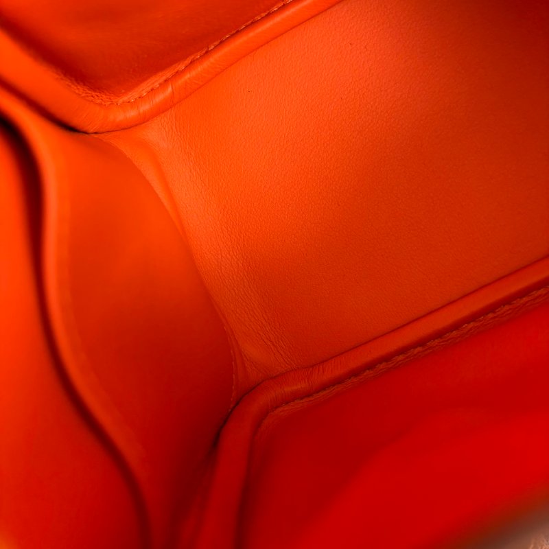 🍊天菜 超可愛 ::HERMES:: 愛馬仕 B刻愛馬仕橘金釦MINI LINDY手提肩背包-20