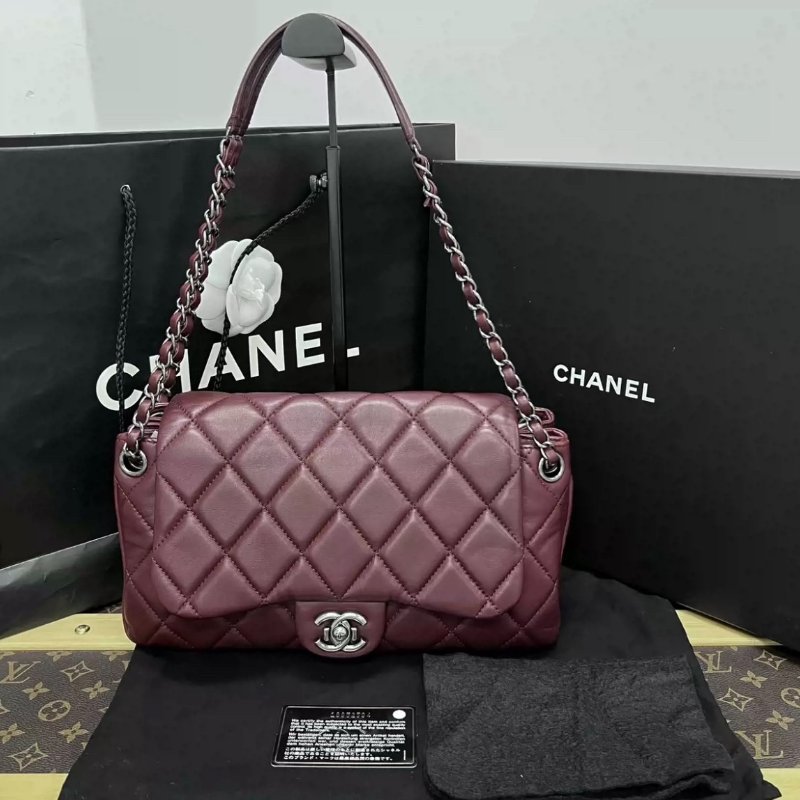 CHANEL 紅銀古巴CF肩背斜背風琴包31*20*6 98新配件盒子塵袋保卡-0