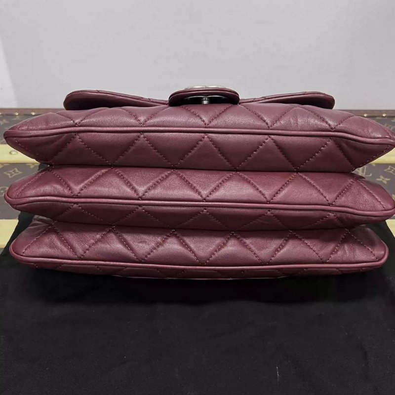 CHANEL 紅銀古巴CF肩背斜背風琴包31*20*6 98新配件盒子塵袋保卡-3