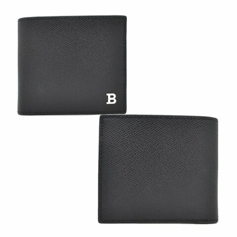 【門市全新現貨】BALLY LOGO素面防刮牛皮4卡零錢袋皮夾短夾(附原廠紙盒)