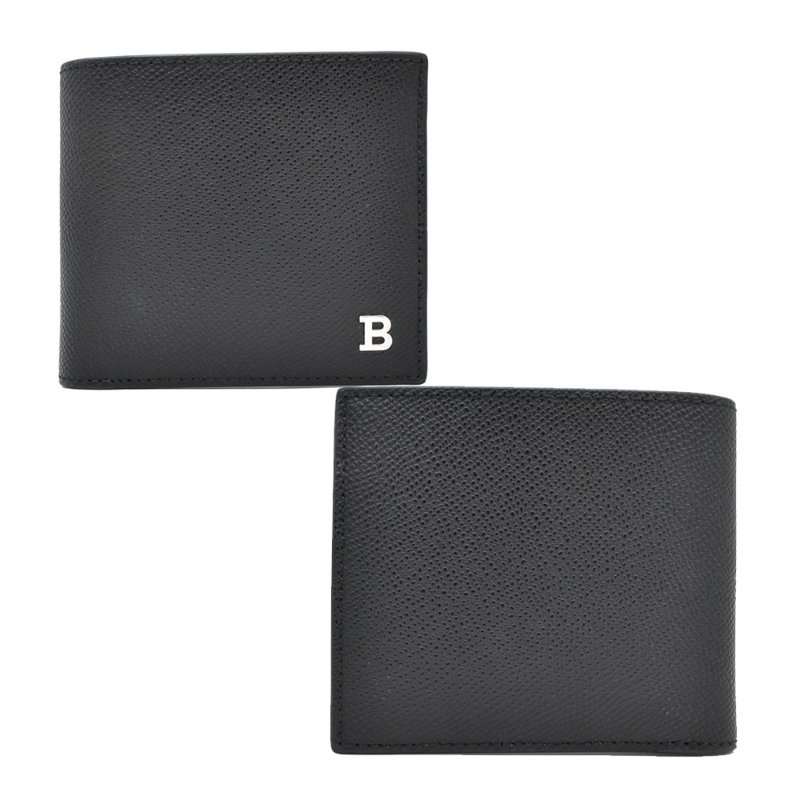 【門市全新現貨】BALLY LOGO素面防刮牛皮4卡零錢袋皮夾短夾(附原廠紙盒)-0