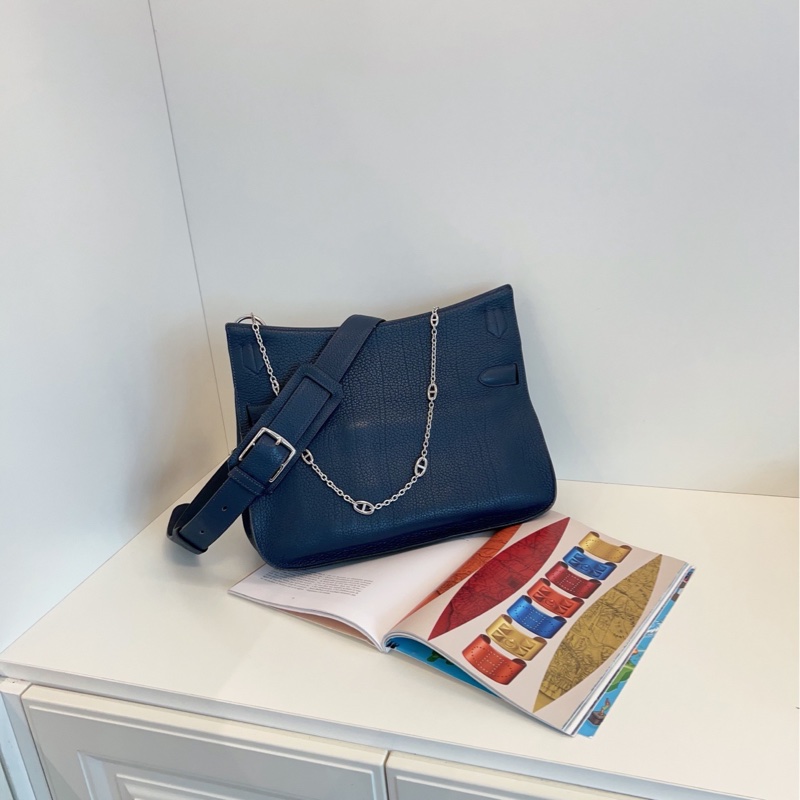 【97新🆕】Hermes 深海藍銀扣吉普賽Jypsiere34 手提包 斜挎包 單肩包-1