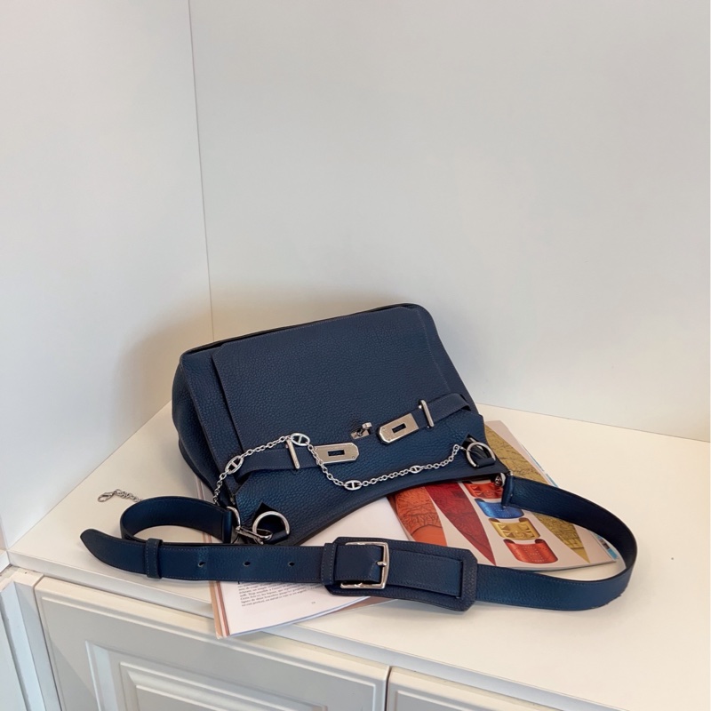 【97新🆕】Hermes 深海藍銀扣吉普賽Jypsiere34 手提包 斜挎包 單肩包-3