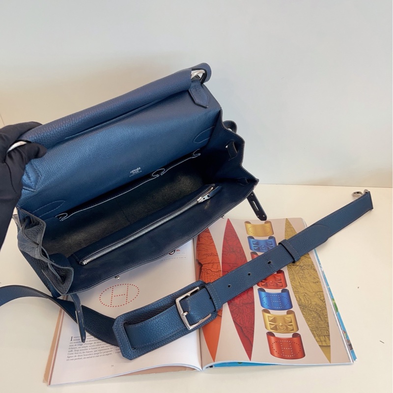 【97新🆕】Hermes 深海藍銀扣吉普賽Jypsiere34 手提包 斜挎包 單肩包-6