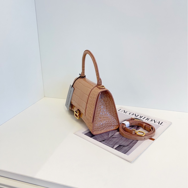 【99新🆕】Balenciaga Hourglass 沙漏包 S號 鰐魚紋奶茶金扣-1