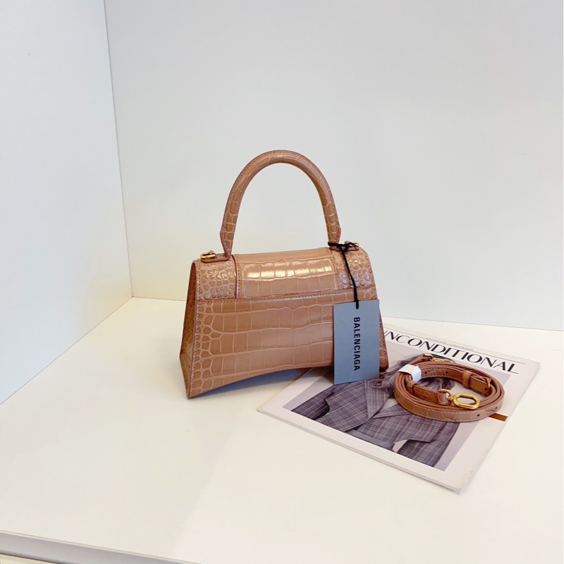 【99新🆕】Balenciaga Hourglass 沙漏包 S號 鰐魚紋奶茶金扣-2