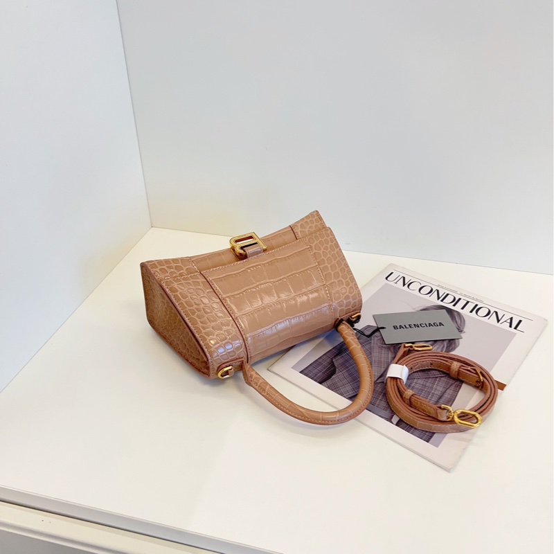 【99新🆕】Balenciaga Hourglass 沙漏包 S號 鰐魚紋奶茶金扣-3