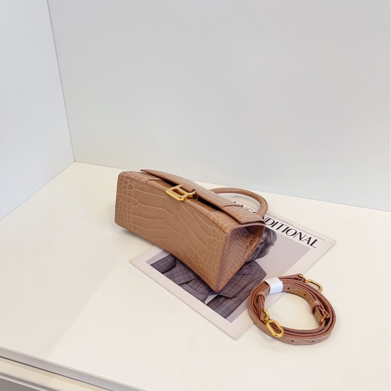 【99新🆕】Balenciaga Hourglass 沙漏包 S號 鰐魚紋奶茶金扣-5