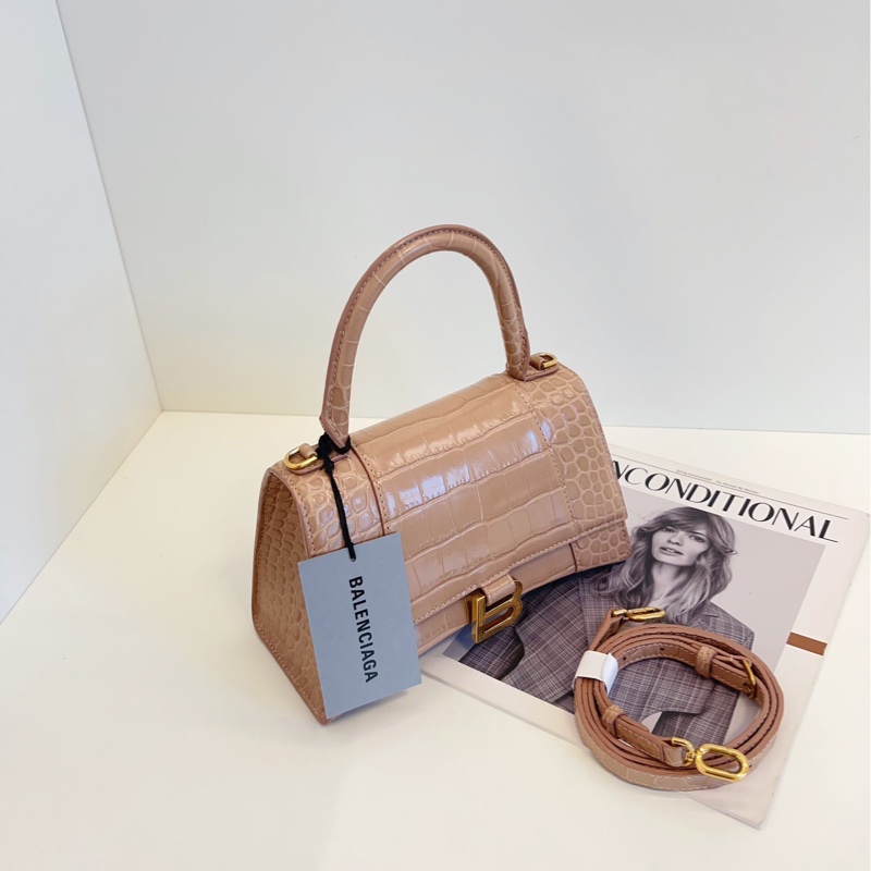 【99新🆕】Balenciaga Hourglass 沙漏包 S號 鰐魚紋奶茶金扣-6