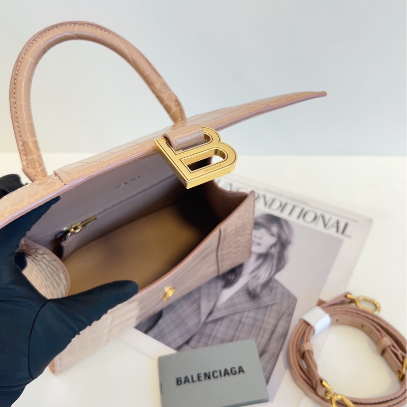 【99新🆕】Balenciaga Hourglass 沙漏包 S號 鰐魚紋奶茶金扣-7