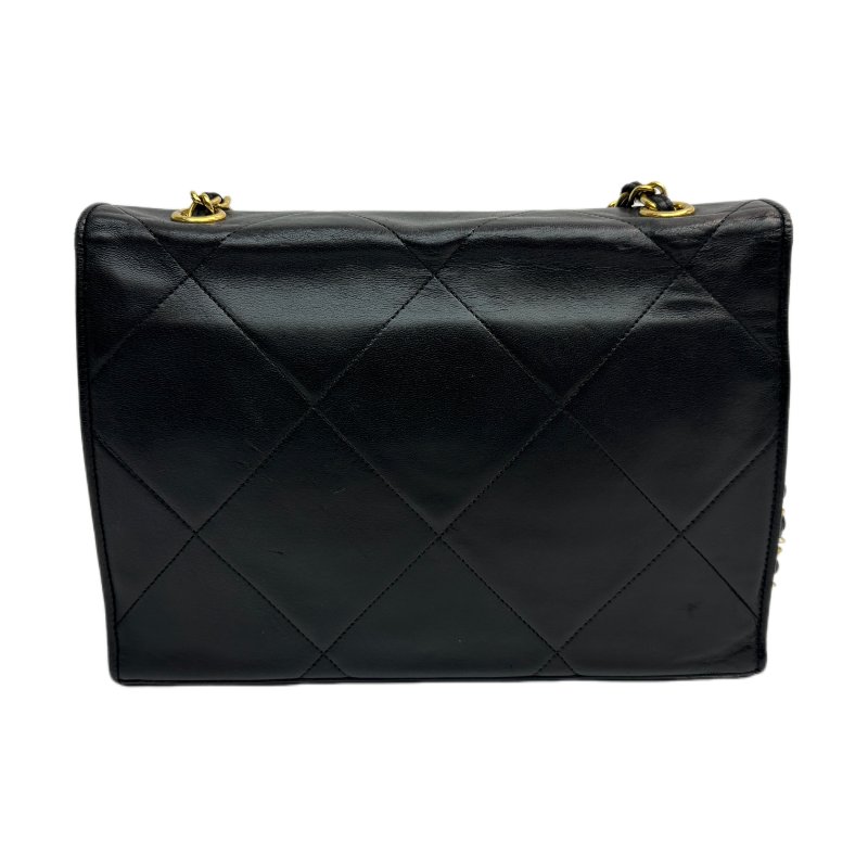 香奈兒 鏈條單背包 菱格紋絎縫羊皮 黑色-1