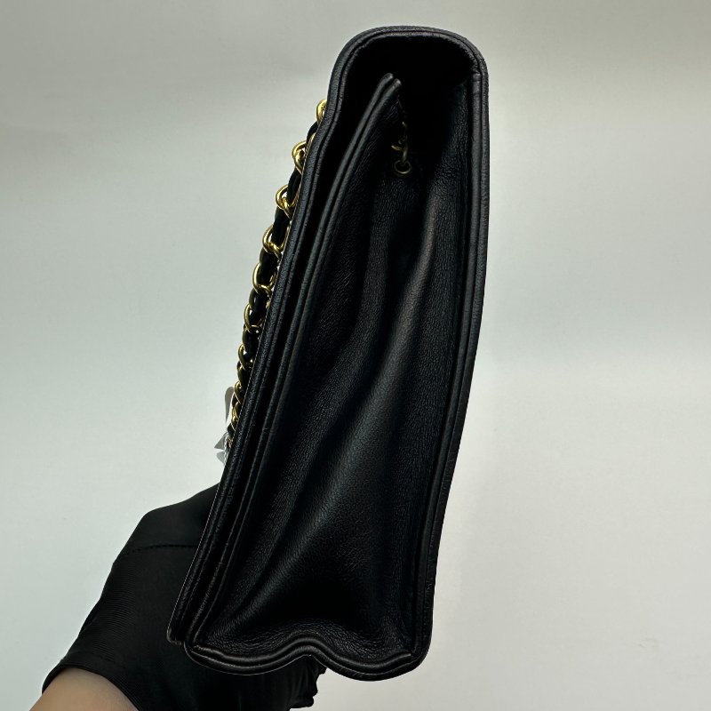 香奈兒 鏈條單背包 菱格紋絎縫羊皮 黑色-2