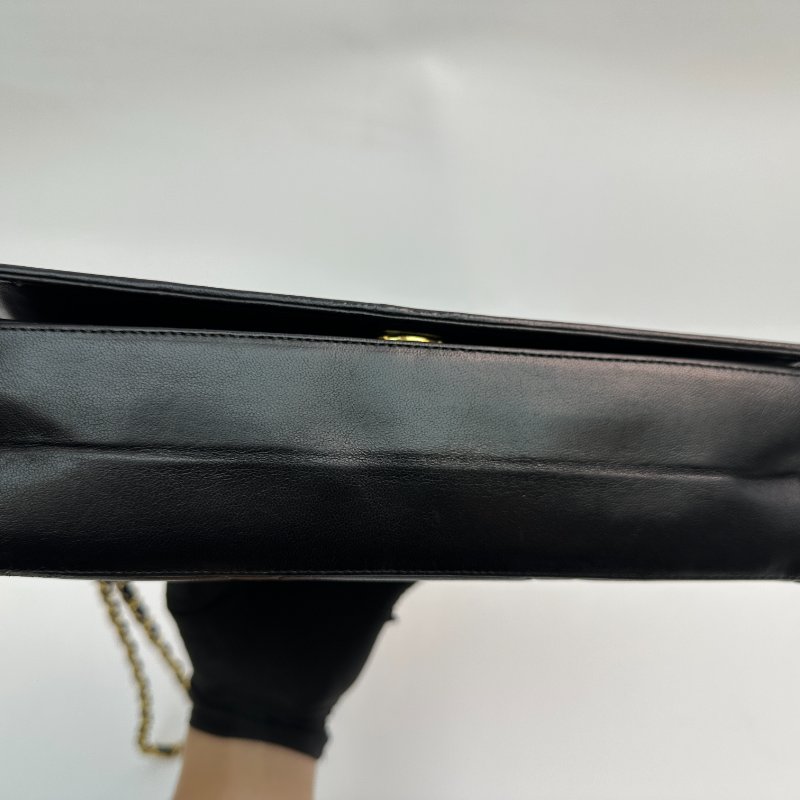 香奈兒 鏈條單背包 菱格紋絎縫羊皮 黑色-4