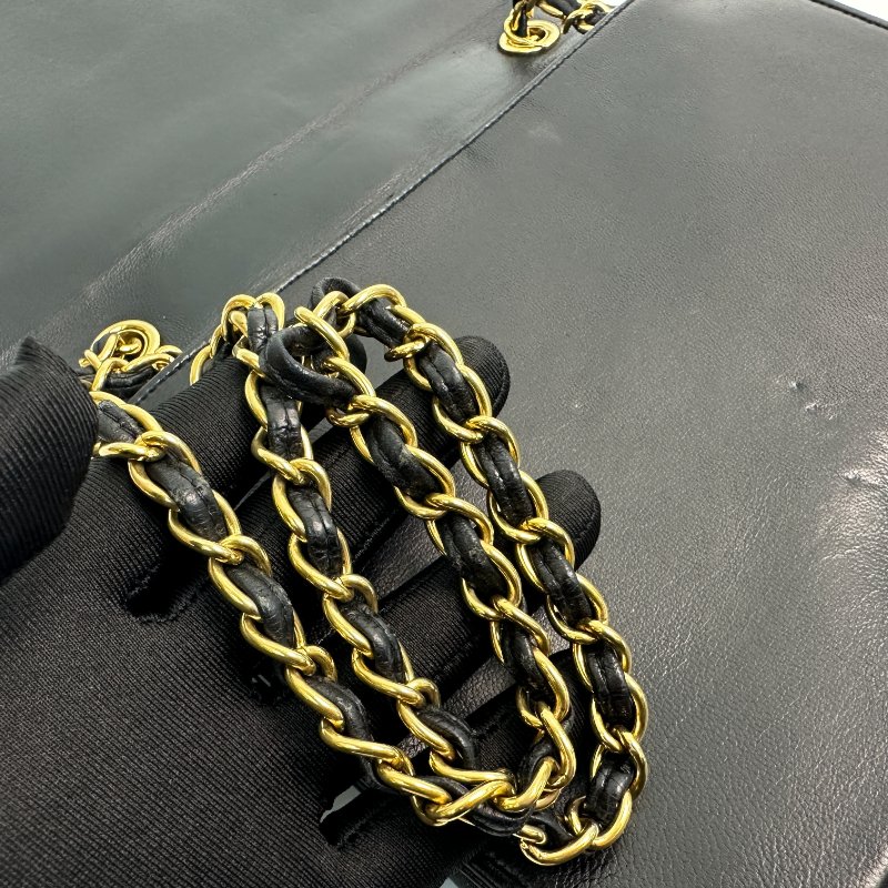 香奈兒 鏈條單背包 菱格紋絎縫羊皮 黑色-6