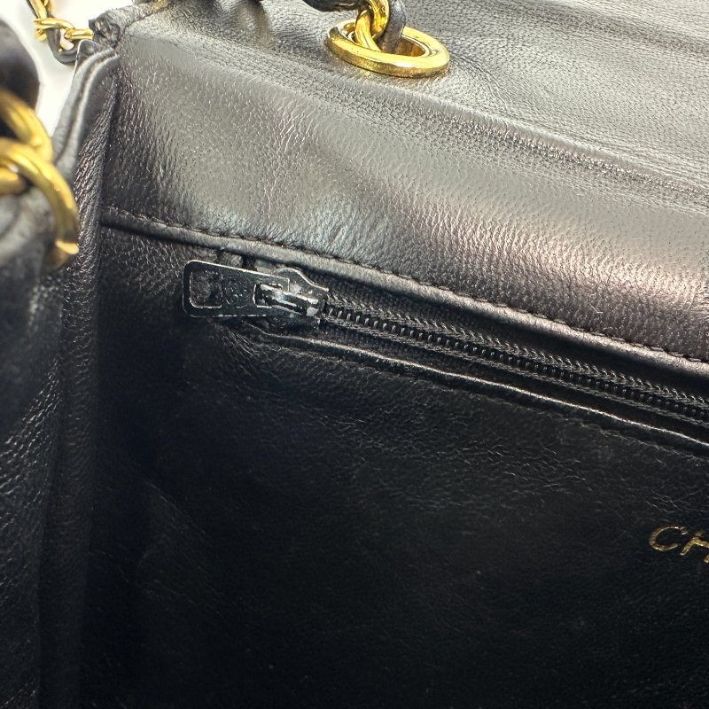 香奈兒 鏈條單背包 菱格紋絎縫羊皮 黑色-7