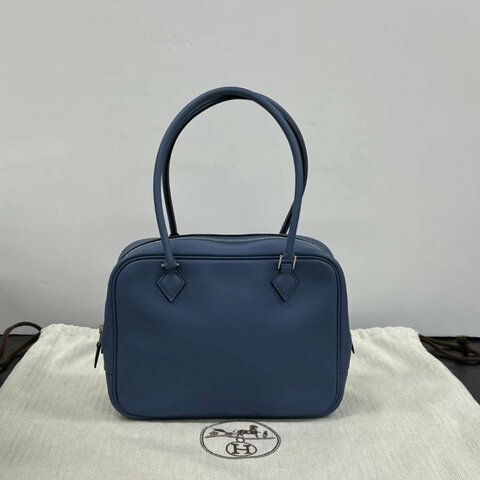 HERMES plume mini20瑪瑙藍銀扣手提包 20*15.5*7.5 98新配件塵袋