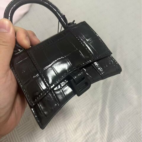 BALENCIAGA so black鱷魚紋mini手提沙漏斜背包 99新配件盒子塵袋