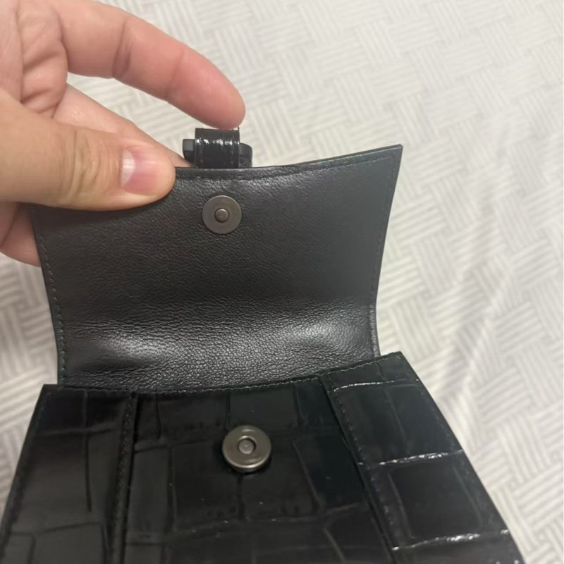 BALENCIAGA so black鱷魚紋mini手提沙漏斜背包 99新配件盒子塵袋-2