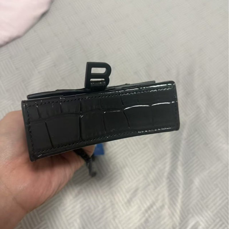 BALENCIAGA so black鱷魚紋mini手提沙漏斜背包 99新配件盒子塵袋-6