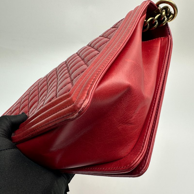 香奈兒 紅色 小牛皮肩包 女款-2