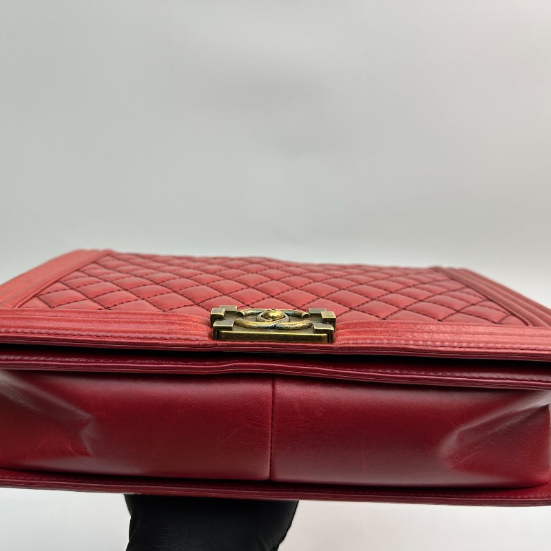 香奈兒 紅色 小牛皮肩包 女款-4