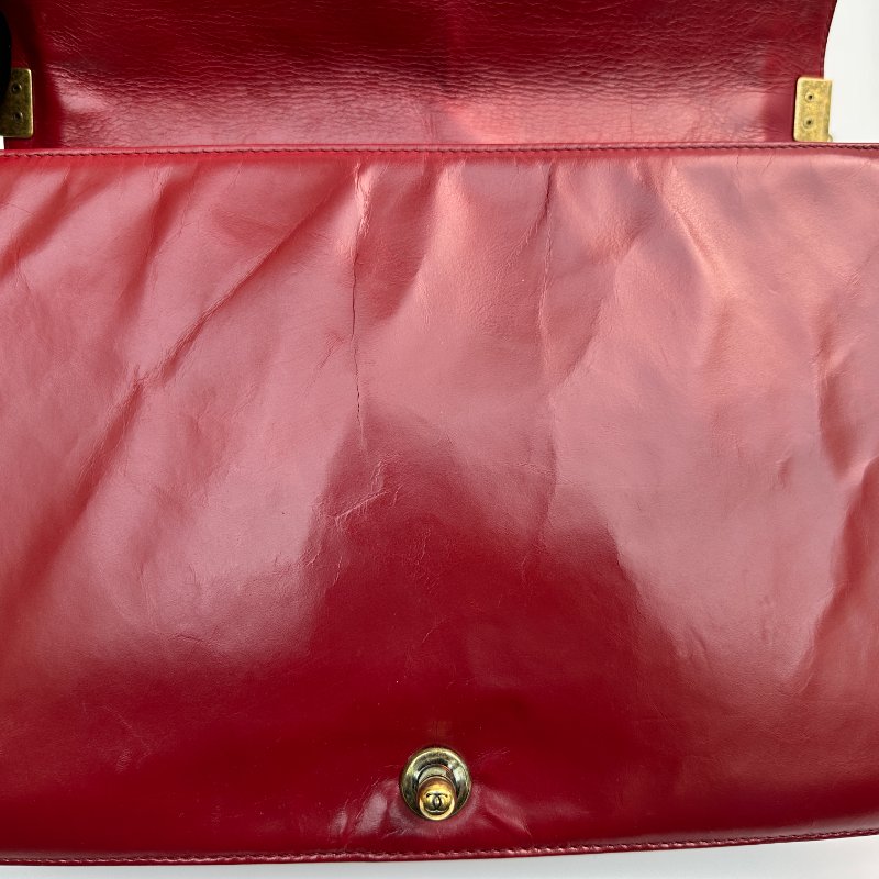 香奈兒 紅色 小牛皮肩包 女款-6