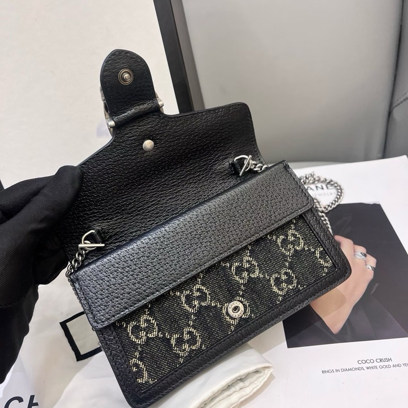 GUCCI 古馳丹寧黑色迷你酒神鏈條包-5