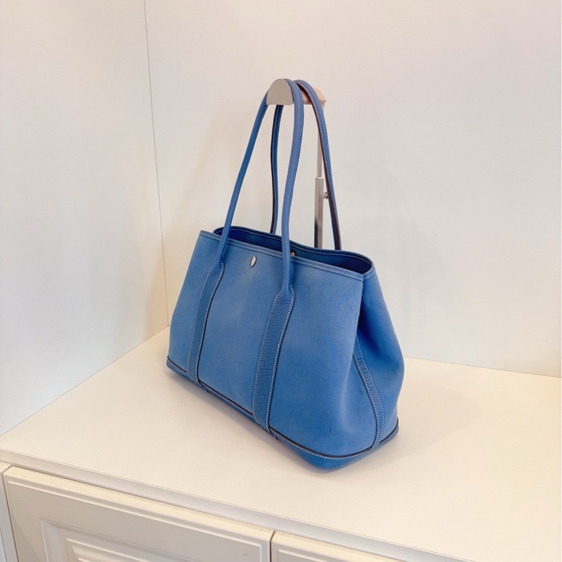 【97新🆕】Hermes GP36 gardenparty 牛仔藍銀扣花園包 手提包 單肩包-2
