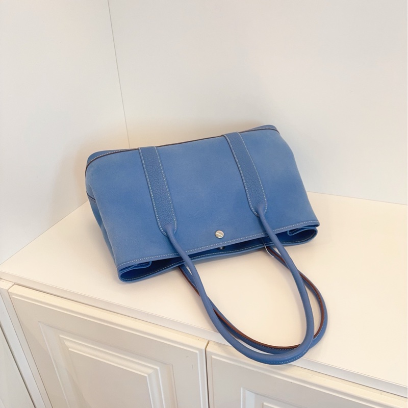 【97新🆕】Hermes GP36 gardenparty 牛仔藍銀扣花園包 手提包 單肩包-4