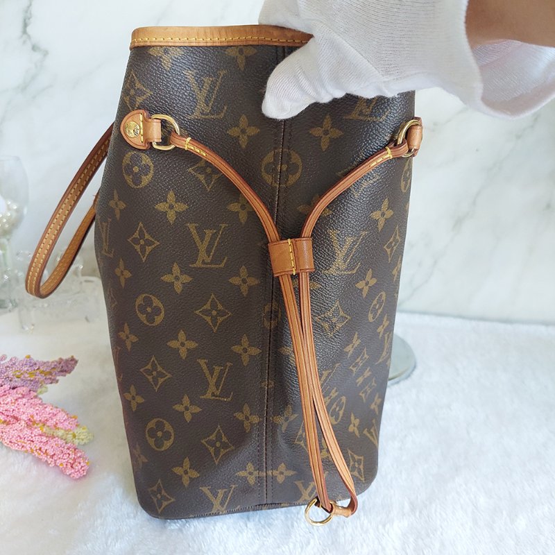 LV Neverfull MM 🎀現品實拍🎀中款 老花 托特包 ~二手約88成新-91