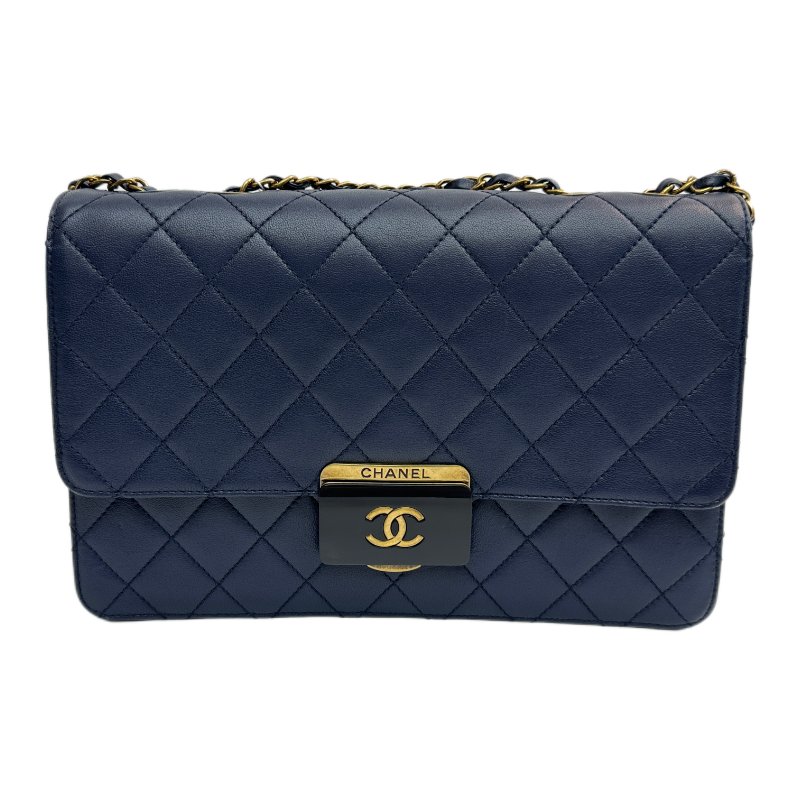 香奈兒 女士 深藍色皮革 單肩包-0