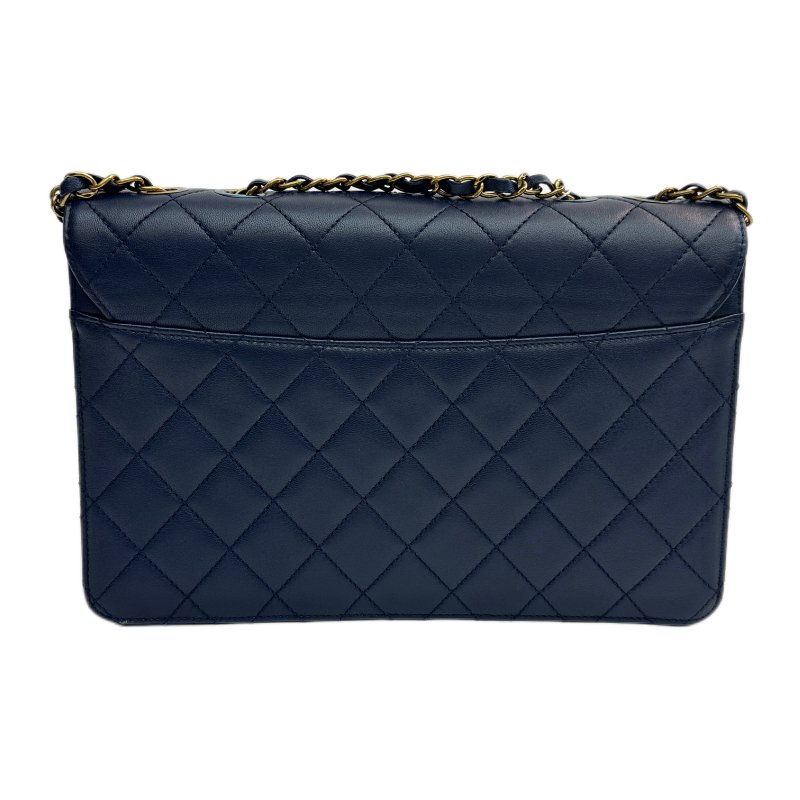 香奈兒 女士 深藍色皮革 單肩包-1