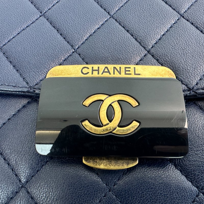 香奈兒 女士 深藍色皮革 單肩包-2