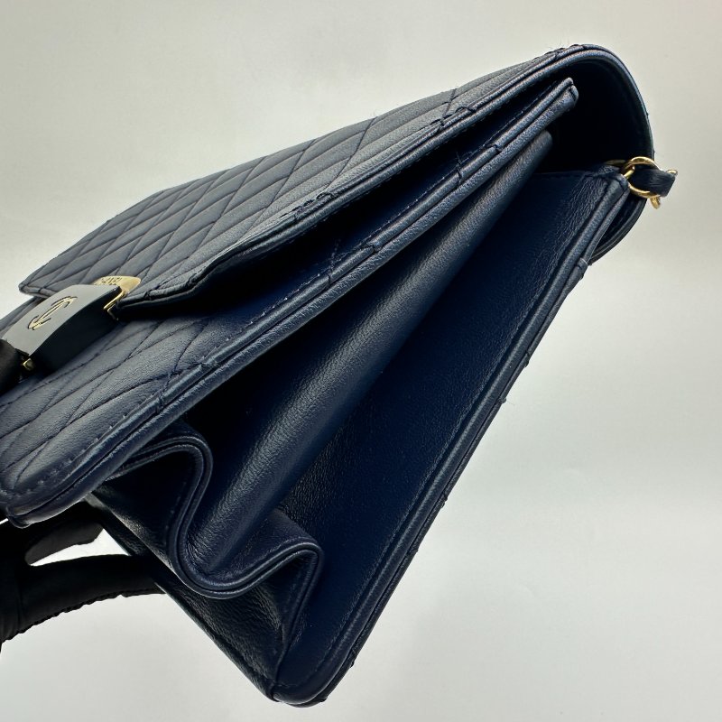 香奈兒 女士 深藍色皮革 單肩包-3