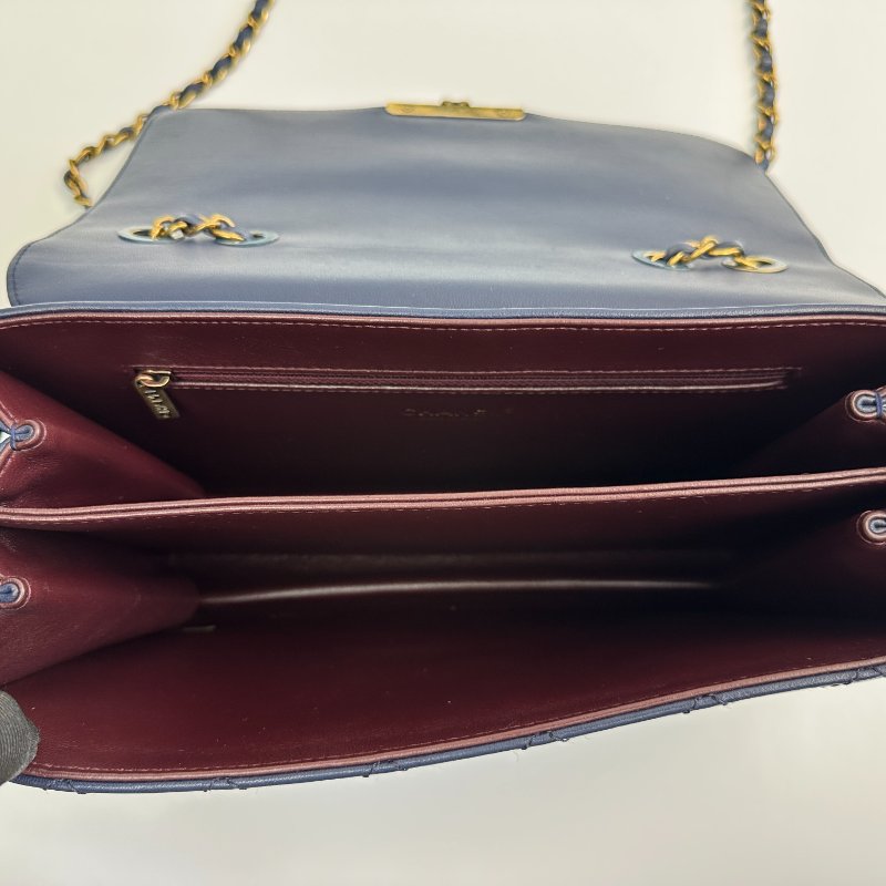香奈兒 女士 深藍色皮革 單肩包-8