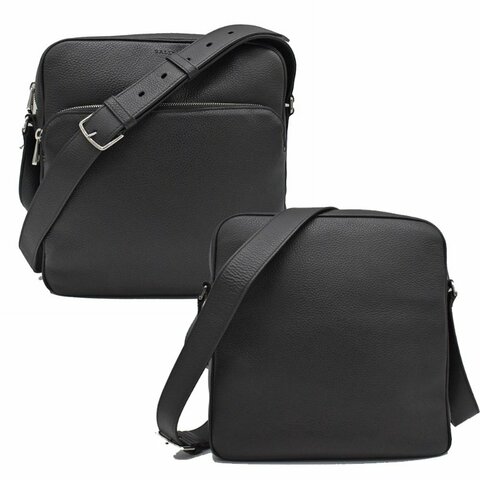 【門市全新現貨】BALLY 壓印LOGO荔枝牛皮斜背包公事包方包(附原廠防塵袋)