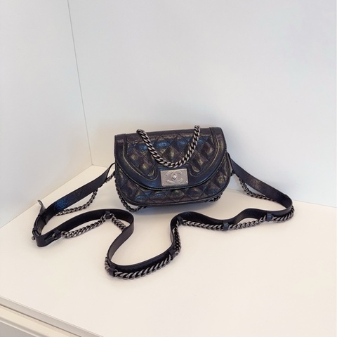 【98新🆕】Chanel 達拉斯 黑銀牛皮馬鞍包郵差包 手提包 斜挎包 單肩包