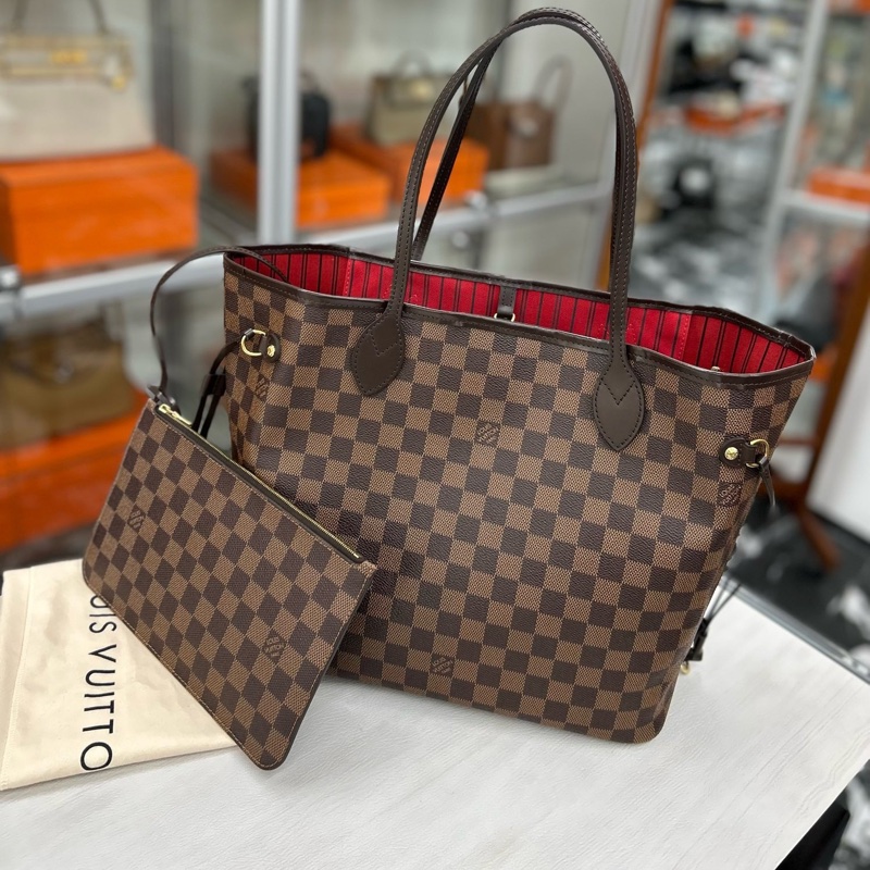 LV 棕棋盤格NF中號 子母購物袋-0