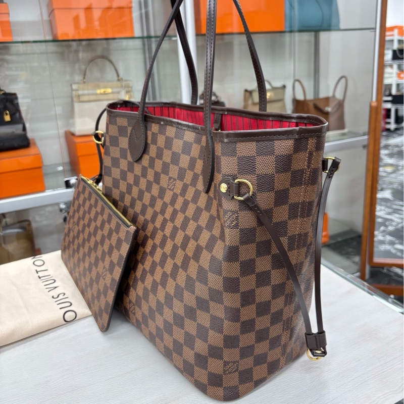 LV 棕棋盤格NF中號 子母購物袋-1