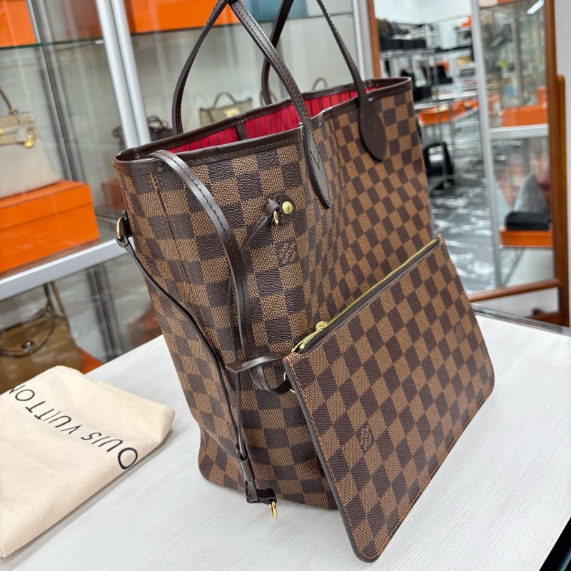 LV 棕棋盤格NF中號 子母購物袋-2