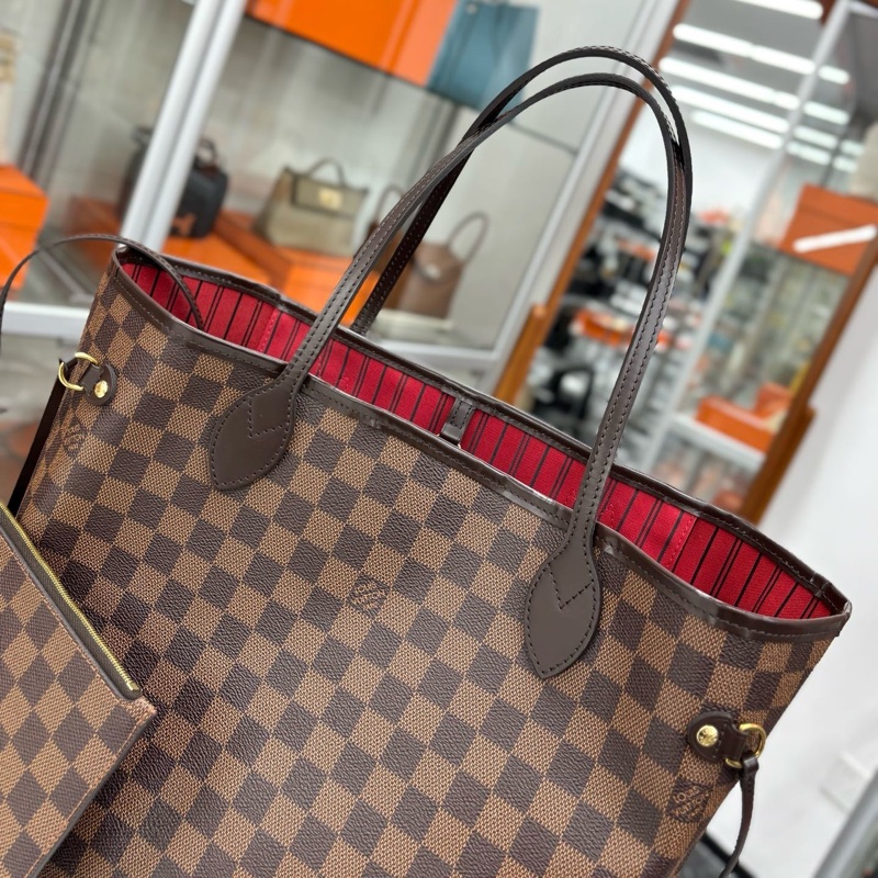 LV 棕棋盤格NF中號 子母購物袋-4