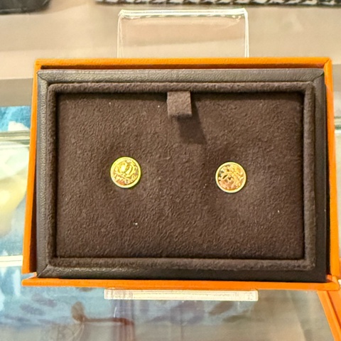 Hermes 18K藏書章玫瑰金耳環／Lx-Libris Earrings