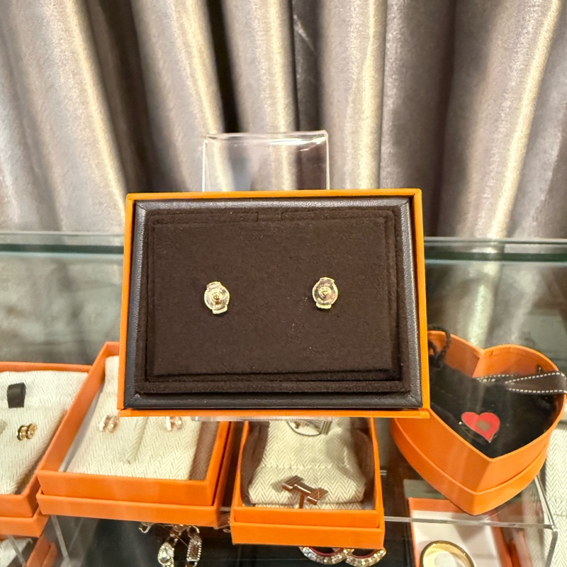 Hermes 18K藏書章玫瑰金耳環/Lx-Libris Earrings-1