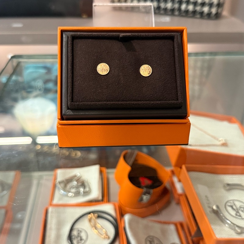 Hermes 18K藏書章玫瑰金耳環/Lx-Libris Earrings-1
