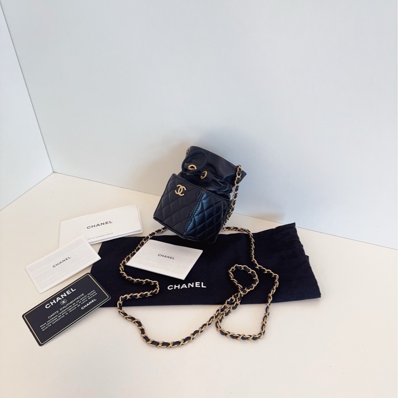 【閒置🆕】Chanel 黑金抽繩燒賣包 菱格mini鏈條包斜挎包-2