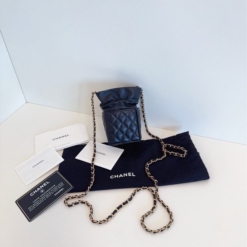 【閒置🆕】Chanel 黑金抽繩燒賣包 菱格mini鏈條包斜挎包-3