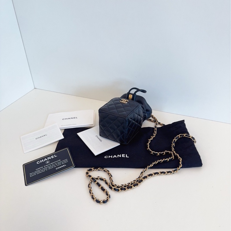 【閒置🆕】Chanel 黑金抽繩燒賣包 菱格mini鏈條包斜挎包-4